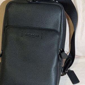 Coach Pebbled Black Leather Messenger Bag